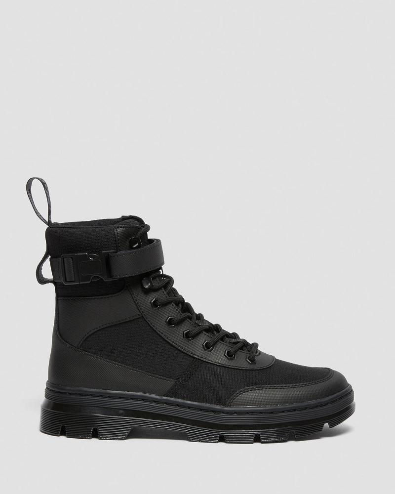 Black Men's Dr Martens Combs Tech Poly Ankle Boots | CA 440GSO